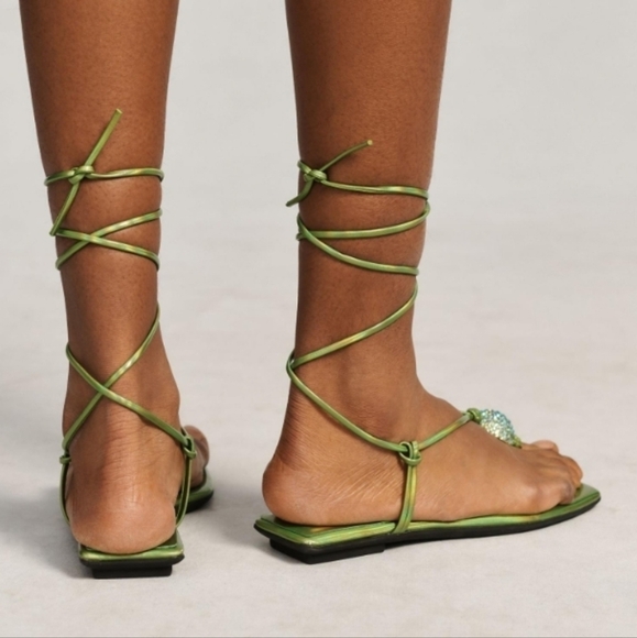 Jeffrey Campbell Weekender Wrap Around Sandal in Green Mirage - Picture 2 of 13